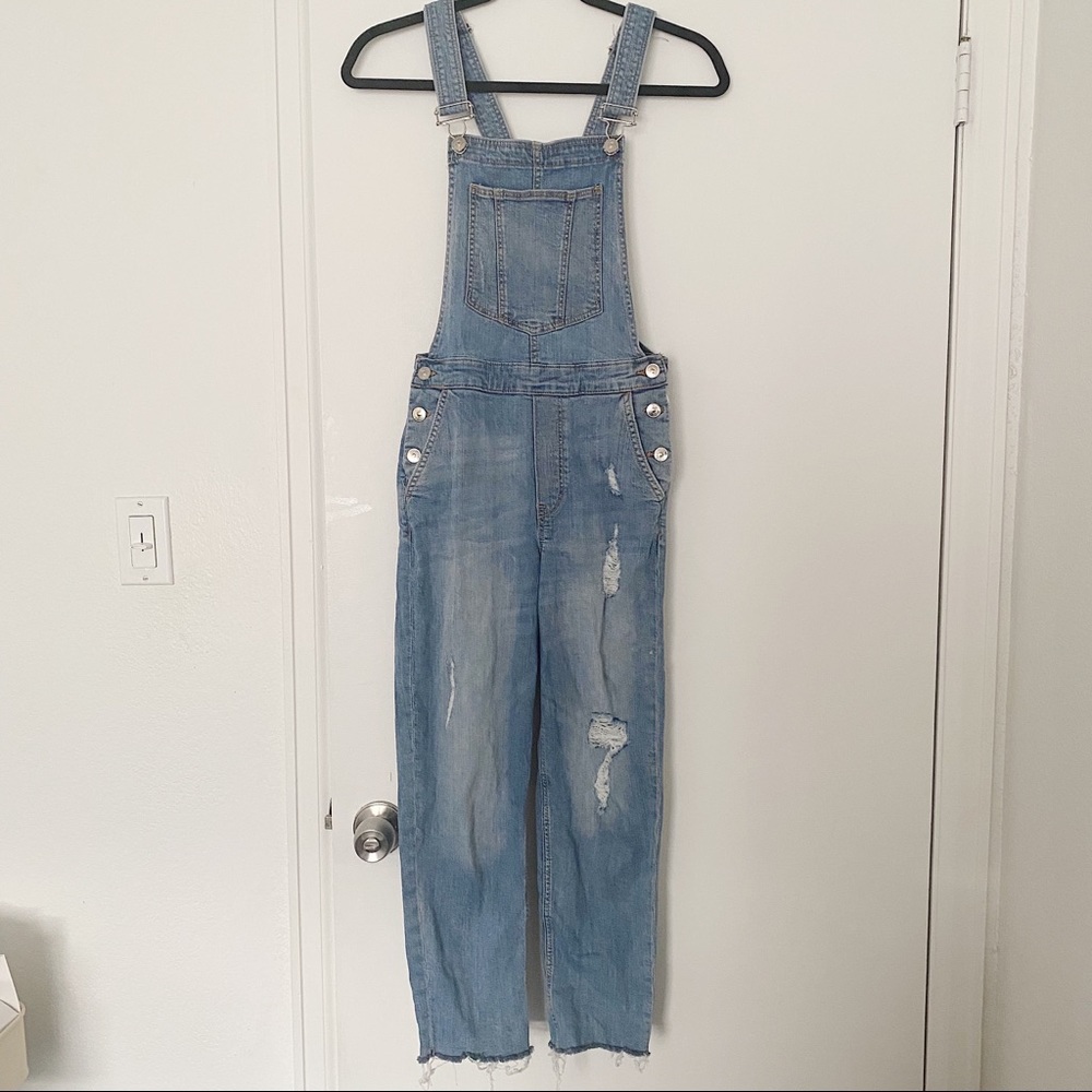 Distressed Denim Overalls